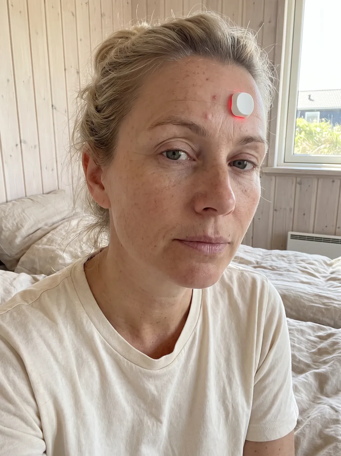 Laura med ClearPatch™ på panden